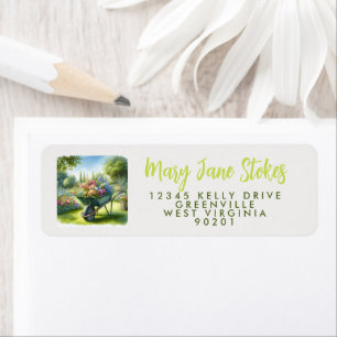 garden envelope RETURN ADDRESS watering can Return Address Label