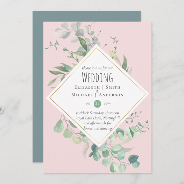 Garden Eucalyptus Greenery DUSTY PINK Wedding (Front/Back)