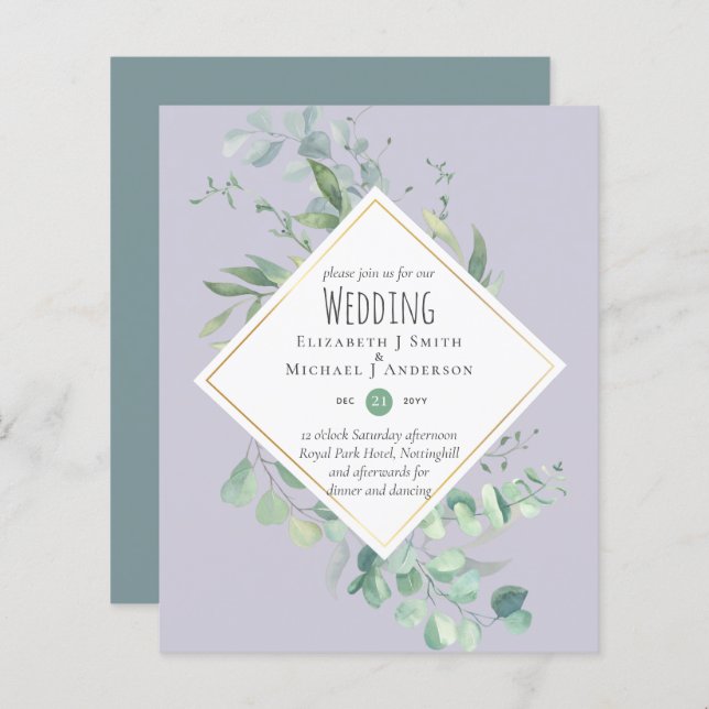 Garden Eucalyptus Greenery DUSTY Purple Wedding (Front/Back)