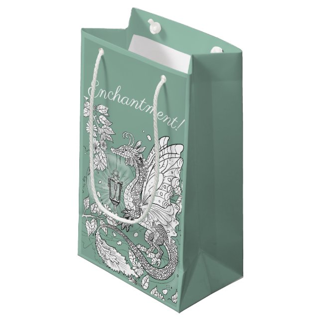 Garden Faery Dragon Small Gift Bag (Front Angled)