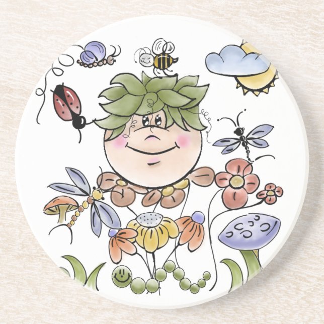 Garden Fairy Folk Art Coaster (Front)