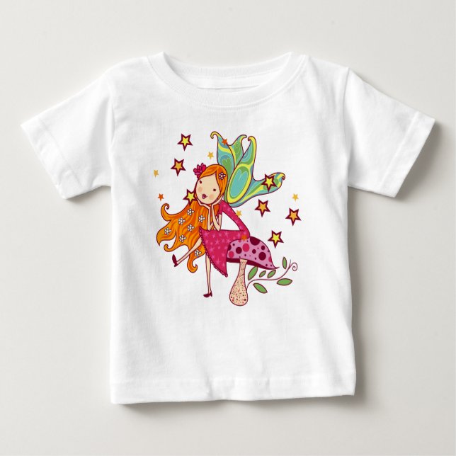 Garden Fairy on Mushroom Baby T-Shirt (Front)