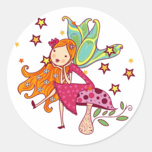 Garden Fairy on Mushroom Classic Round Sticker