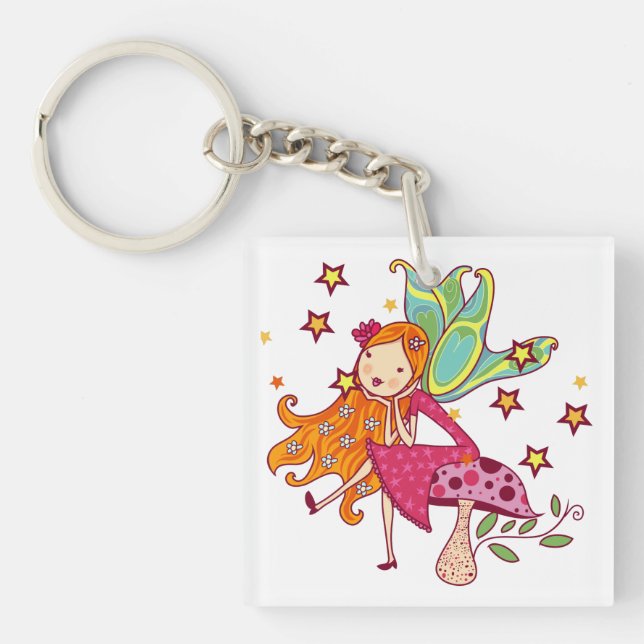 Garden Fairy on Mushroom Key Ring (Front)