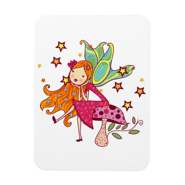 Garden Fairy on Mushroom Magnet (Vertical)