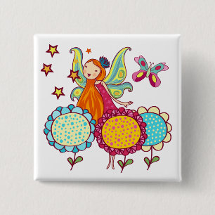 Garden Fairy With Flowers 15 Cm Square Badge