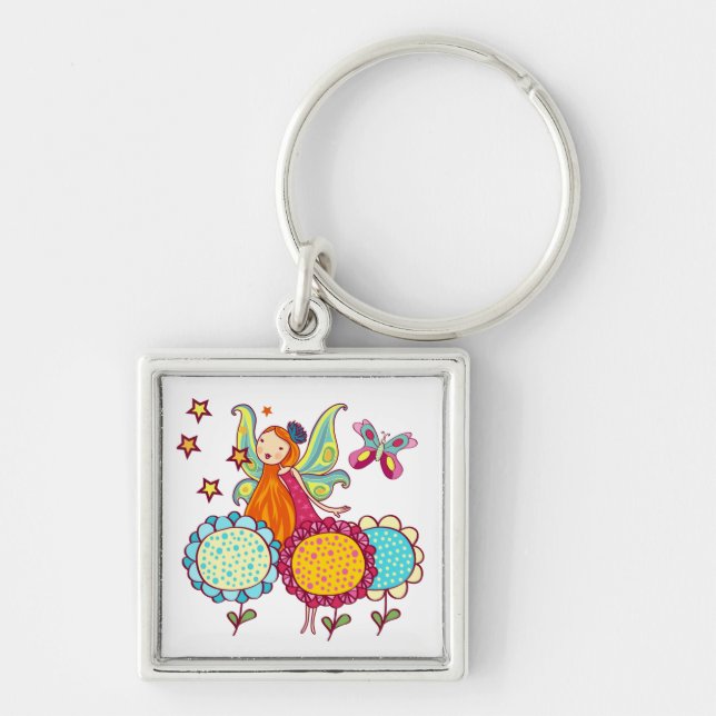 Garden Fairy With Flowers Key Ring (Front)