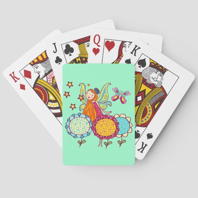 Garden Fairy With Flowers Playing Cards (Back)