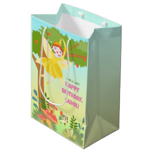 Garden Fairy with pet friends Birthday Party Medium Gift Bag