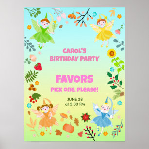 Garden Fairy with pet friends Birthday Party Poster