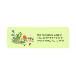 Garden Fairy with pet friends Birthday Party Return Address Label
