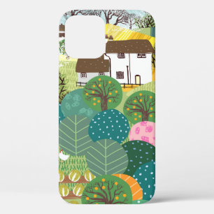 Garden, farm, nature and countryside. Vintage illu iPhone 12 Case