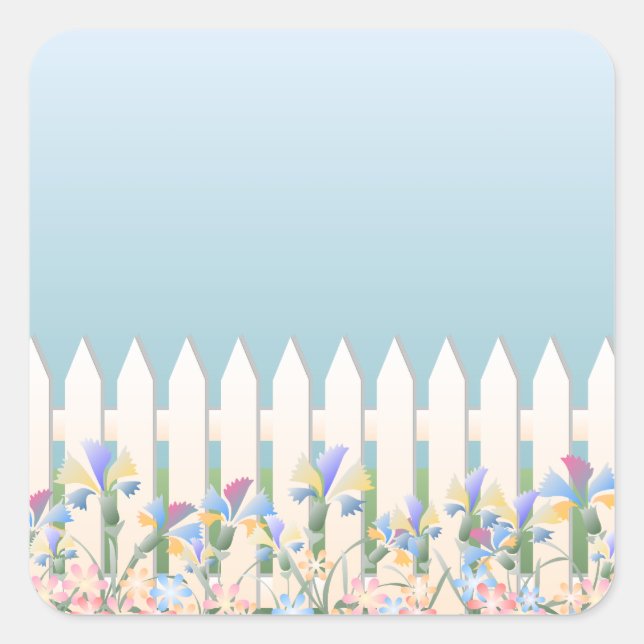 Garden Fence and Flowers Sticker (Front)