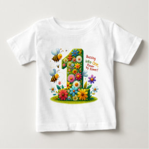 Garden Flight: First Birthday Blossoms Baby T-Shirt