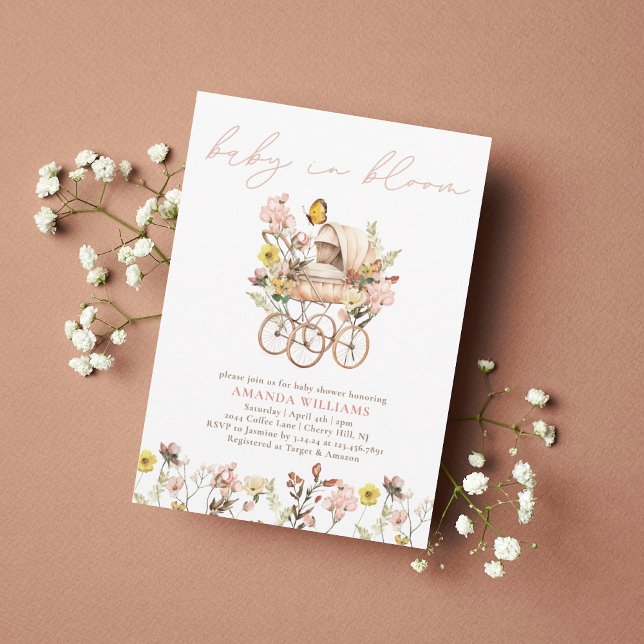 Garden Floral Baby in Bloom Baby Shower  Invitation (Creator Uploaded)