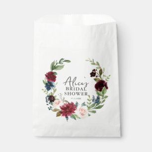 Garden Floral Blue Burgundy Bridal Shower Favour Bag