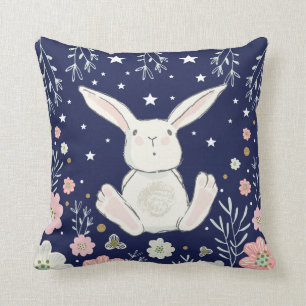 Garden Floral Bunny Rabbit Nursery Decor Cushion