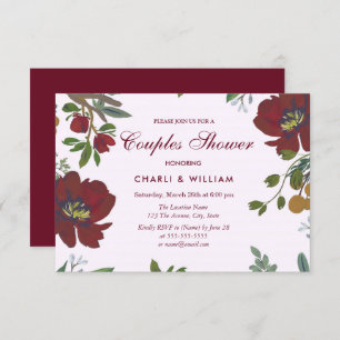 Garden Floral Burgundy Couples Shower Invitation