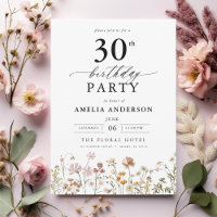 Garden Floral Calligraphy 30th Birthday