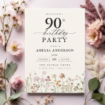 Garden Floral Calligraphy 90th Birthday Invitation<br><div class="desc">Celebrate in style with a garden floral calligraphy 90th birthday invitation, perfect for a milestone event. Featuring vibrant floral designs and elegant calligraphy, this invitation sets a whimsical yet sophisticated tone for your celebration. The lush garden theme blends natural beauty with graceful typography, creating a timeless and inviting look. Ideal...</div>