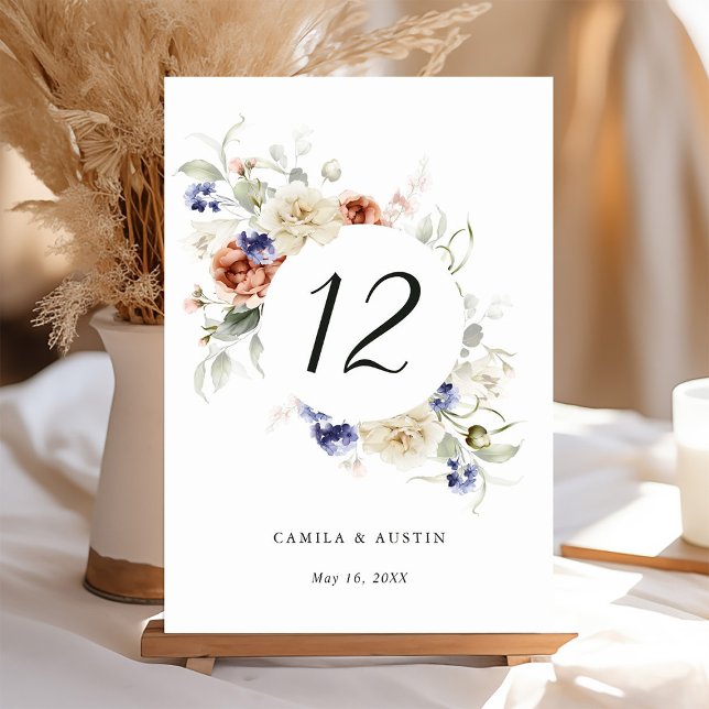 Garden Floral Circle Frame Wedding Table Number (Creator Uploaded)