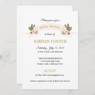 Garden Floral Crest Bridal Shower Invitation