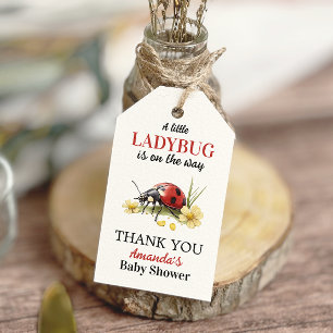 Garden Floral Daisy Little Ladybug Baby Shower Gift Tags