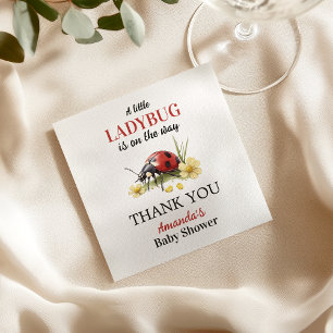 Garden Floral Daisy Little Ladybug Baby Shower Napkin