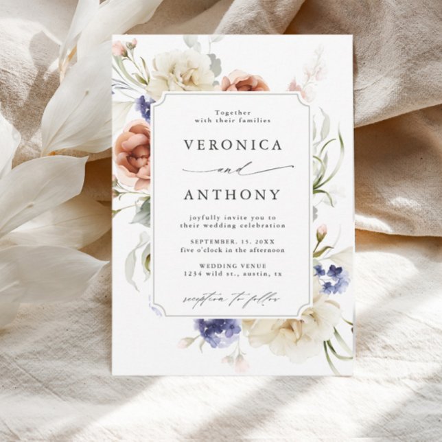 Garden Floral Frame Watercolor Wedding Invitation (Creator Uploaded)