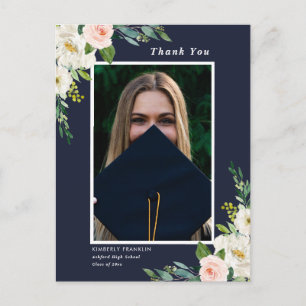 Garden Floral Graduation Photo Thank You Postcard