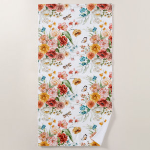 Garden Floral Pattern Beach Towel