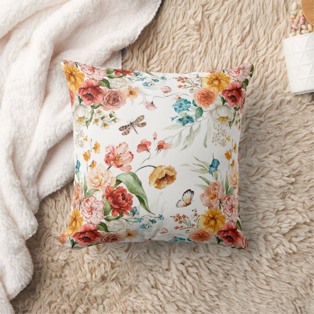 Garden Floral Pattern Cushion (Blanket)