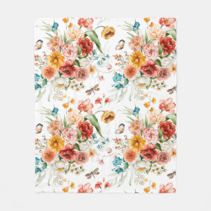 Garden Floral Pattern Fleece Blanket