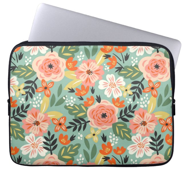 Garden Floral Pattern Laptop Sleeve (Front)
