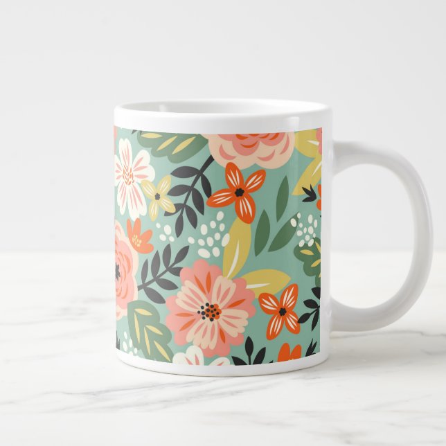 Garden Floral Pattern Large Coffee Mug (Right)
