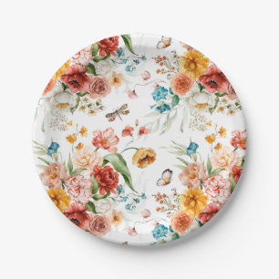Garden Floral Pattern Paper Plate