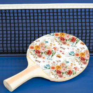 Garden Floral Pattern Ping Pong Paddle