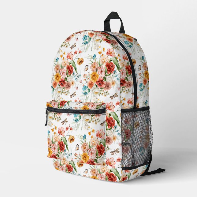 Garden Floral Pattern Printed Backpack (Back Corner Right)