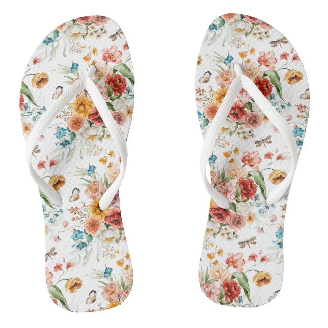 Garden Floral Pattern Thongs (Footbed)