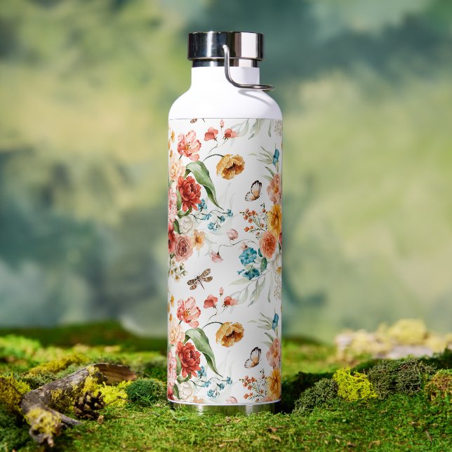 Garden Floral Pattern Water Bottle (Outdoor)