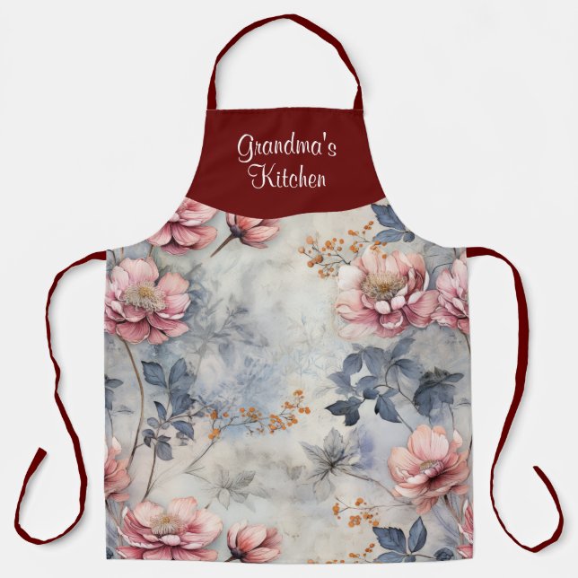 Garden Floral Personalised All Over Print Apron (Front)