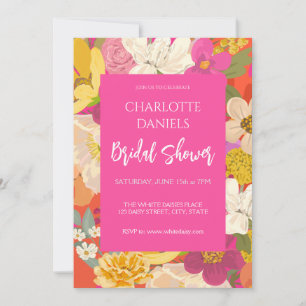 Garden Floral Pink Bridal Shower Invitation