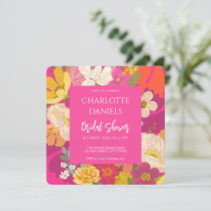 Garden Floral Pink Bridal Shower Invitation