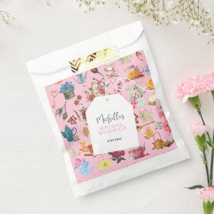 Garden Floral Pink Rustic Tea Party Bridal Shower Favour Bag
