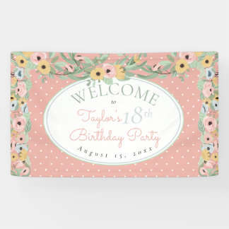 Garden Floral Pink | Yellow Bouquet Birthday Party Banner