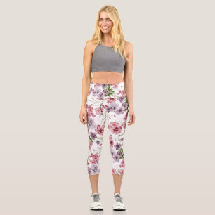Garden Floral Seamless Pattern Capri Leggings