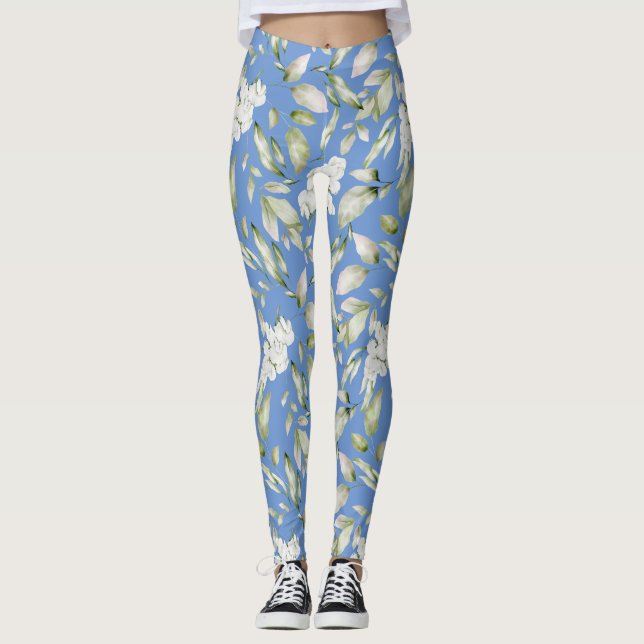  Garden Floral Seamless Pattern Leggings (Front)