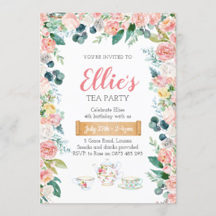 Garden floral tea party invitation