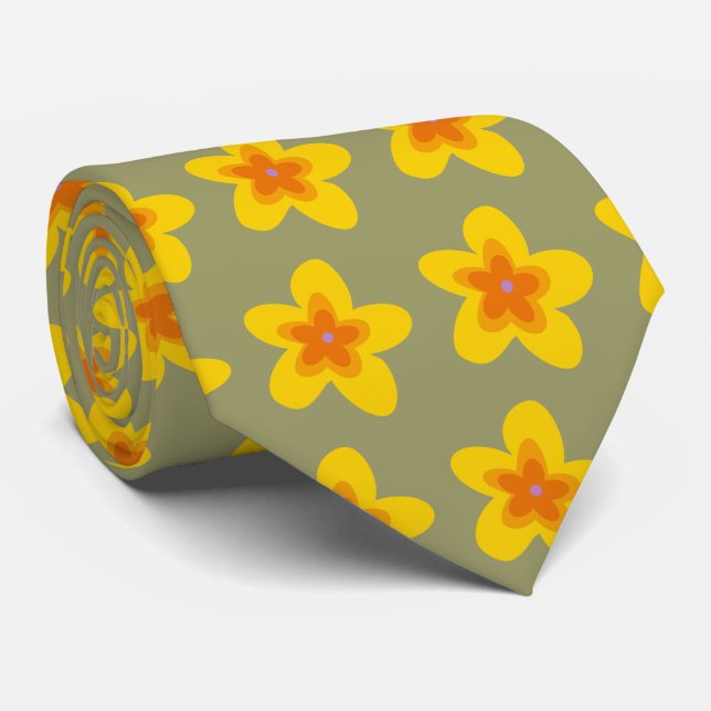 Garden Floral Tropical Two-sided Printed Tie (Rolled)