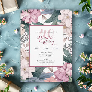 Garden Floral Watercolor 40th Birthday Party Invitation